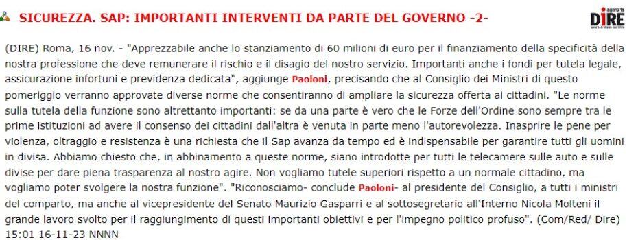 Sap Sindacato Autonomo Polizia